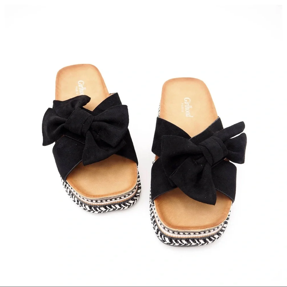 ✨ONE HOUR SALE✨Thea wedge fabulous Mules Sandals with Bows - Picture 4 of 5